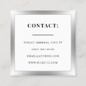 Klassische, glänzende, silberne Quadrat-Visitenkar Quadratische Visitenkarte (Rückseite)