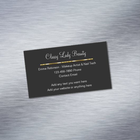 Klassische Glitzy Beauty Magnetic Business Cards Magnetische Visitenkarte (Beispiel)