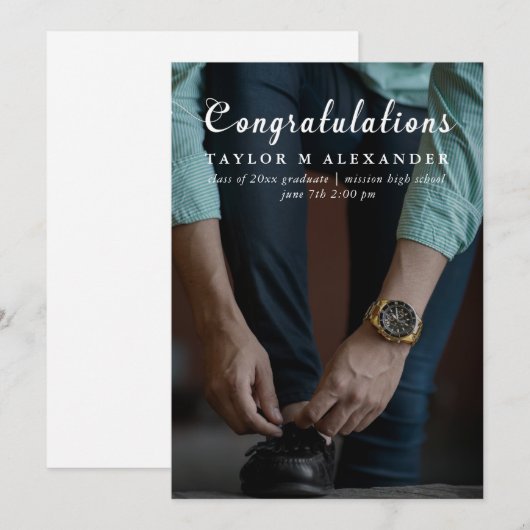 Klassische Glückwünsche Script Foto Abschluss Ankündigung (Vorne/Hinten)