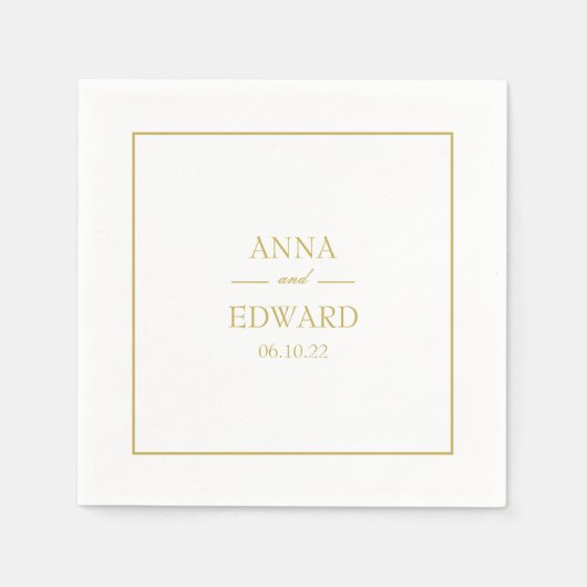 Klassische Gold Block Brie and Groom Wedding Napki Serviette (Vorderseite)