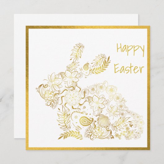 Klassische Gold Bunny Ostercard (Vorne/Hinten)