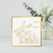Klassische Gold Bunny Ostercard (Stehend Vorderseite)