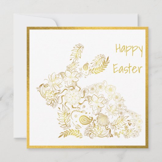 Klassische Gold Bunny Ostercard (Vorderseite)
