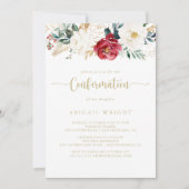 Klassische Gold Burgund White Floral Bestätigung Einladung (Vorderseite)