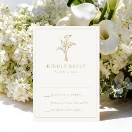 Klassische Gold-Calla-Lily-Hochzeit RSVP Karte