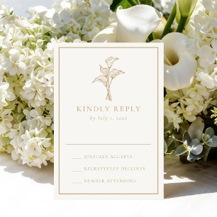 Klassische Gold-Calla-Lily-Hochzeit RSVP Karte