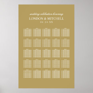 Klassische Gold-Monogramm-Hochzeitssitzordnung Poster