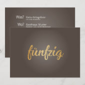 Klassische Gold Party Einladungen 50. Geburtstag (Vorne/Hinten)