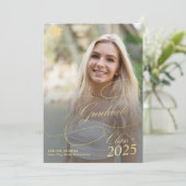 Klassische Gold Script-Foto-Klasse des Abschlusses Ankündigung (Stehend Vorderseite)