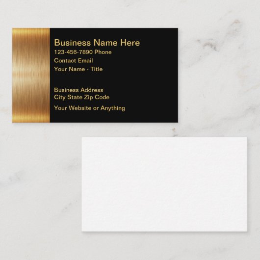 Klassische Gold Tone Classic Business Cards Visitenkarte (Vorne/Hinten)
