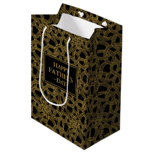 Klassische Gold- und Schwarz-Muster-Vatertag Mittlere Geschenktüte