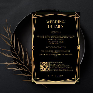 Klassische Gold Vintag Script Hochzeitsdetails Begleitkarte