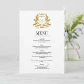 Klassische Gold Wappen Wedding Menu Card Menükarte (Stehend Vorderseite)