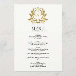 Klassische Gold Wappen Wedding Menu Card Menükarte