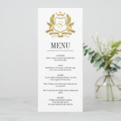 Klassische Gold Wappen Wedding Menu Card Menükarte (Stehend Vorderseite)