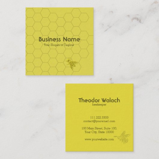 Klassische Goldbiene Beruflich Quadratische Visitenkarte (Vorne/Hinten)