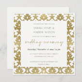KLASSISCHE GOLDDAMASK-FLORALLE PATTERN-WEDD EINLADUNG (Vorne/Hinten)