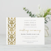 KLASSISCHE GOLDDAMASK-FLORALLE PATTERN-WEDD EINLADUNG (Stehend Vorderseite)