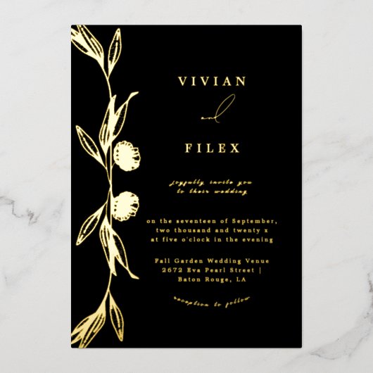 Klassische Golden Mini Kapsel Hochzeit Folieneinladung (Vorderseite)