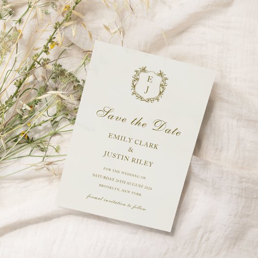Klassische Golden Monogram Save the Date Hochzeit Einladung