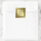 Klassische Golden Wedding Anniversary Square Stick Quadratischer Aufkleber (Tasche)