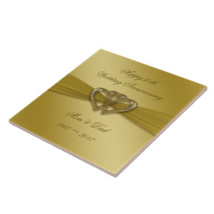 Klassische goldene 50. Hochzeitstag-Fliese Fliese