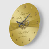 Klassische goldene 50. Hochzeitstag-Wanduhr Große Wanduhr (Winkel)