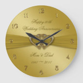 Klassische goldene 50. Hochzeitstag-Wanduhr Große Wanduhr (Vorderseite)