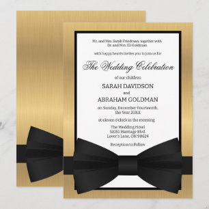 Klassische Goldene Black-Tie-Eltern-Hochzeitseinla Einladung