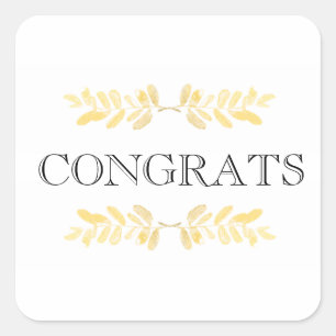 Klassische goldene Blätter - minimalistisch Quadratischer Aufkleber