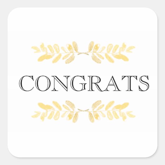 Klassische goldene Blätter - minimalistisch Quadratischer Aufkleber (Vorderseite)