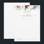 Klassische goldene blumenreiche Hochzeitwörter der Hinweiskarte<br><div class="desc">Diese klassische goldblütige Hochzeitskarte mit Ratschlägen zur Weisheit ist perfekt für eine rustikale Hochzeit. Die Blume sind in den Farben Weiß, Bordeaux und Gold gehalten, Beeren mit grünem Blattwerk in eleganten Bouquets. Diese Karten sind ideal für Hochzeiten, Brautparty, Babydusche, Graduiertenfest u.v.m. Personalisieren Sie die Karten mit den Namen der Braut...</div>