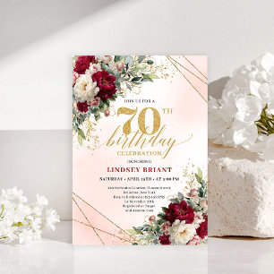 Klassische goldene Floral Glückwunsch zur 70. Gebu Einladung