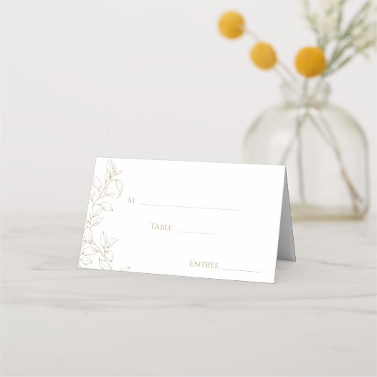 Klassische goldene Grüne Hochzeit geklappt Platzkarte (Vorderseite)