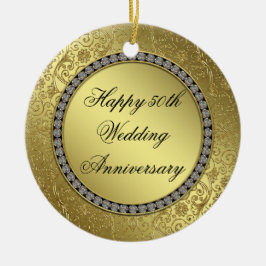 Klassische Goldene Hochzeit zum Jubiläum Keramik Ornament