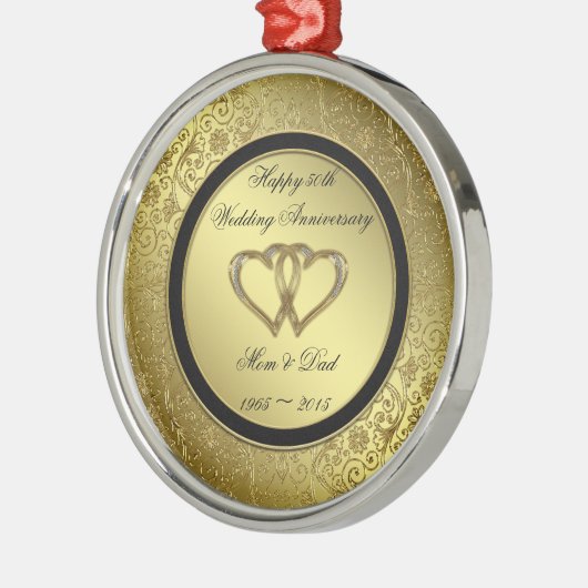Klassische Goldene Hochzeit zum Jubiläum Silbernes Ornament (Links)