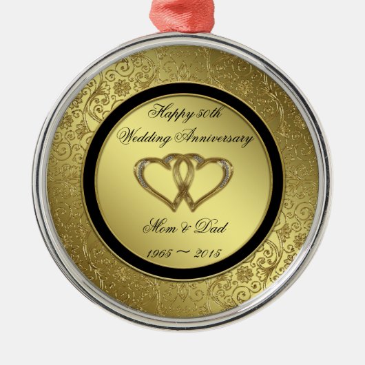 Klassische Goldene Hochzeit zum Jubiläum Silbernes Ornament (Vorne)