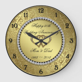 Klassische goldene Hochzeitshaltechuhr Große Wanduhr