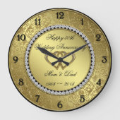 Klassische goldene Hochzeitshaltechuhr Große Wanduhr (Vorderseite)