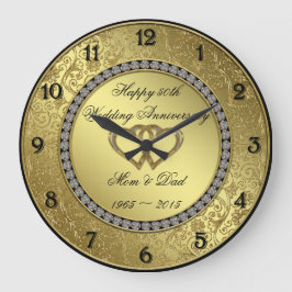 Klassische goldene Hochzeitshaltechuhr Große Wanduhr