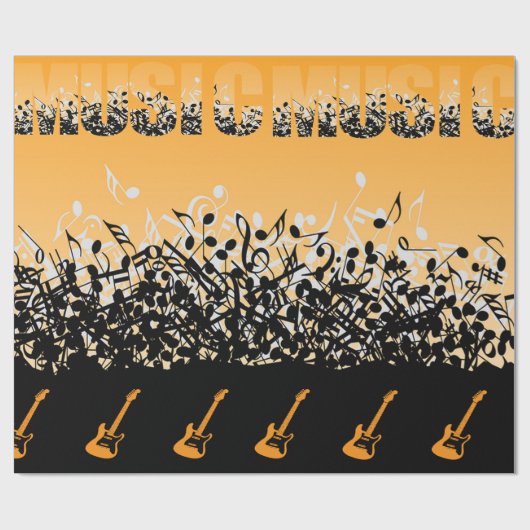 Klassische Goldene Musiknote Geschenkpapier (Flach)