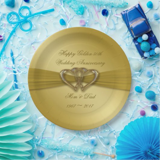 Klassische goldene Papierplatte zum 50-jährigen Ju Pappteller (Party)