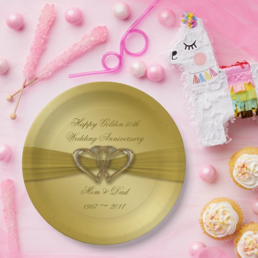 Klassische goldene Papierplatte zum 50-jährigen Ju Pappteller (Party)