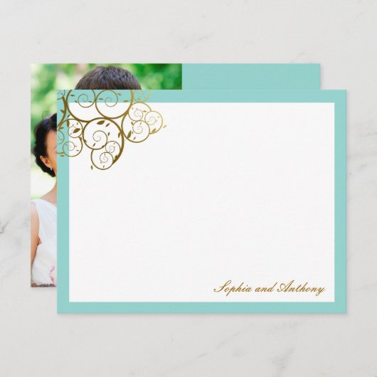 Klassische Goldene Spiralen Elegantes schicke Hoch Dankeskarte (Vorne/Hinten)