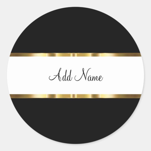 Klassische goldfarbene und weiße Monogramm-Aufkleb Runder Aufkleber (Vorderseite)