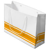 Klassische goldgelbe Streifen auf weißer Basis Große Geschenktüte (Vorderseite Schrägansicht)