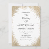 Klassische Goldgras Elegante Weiße Hochzeit Einladung (Vorderseite)