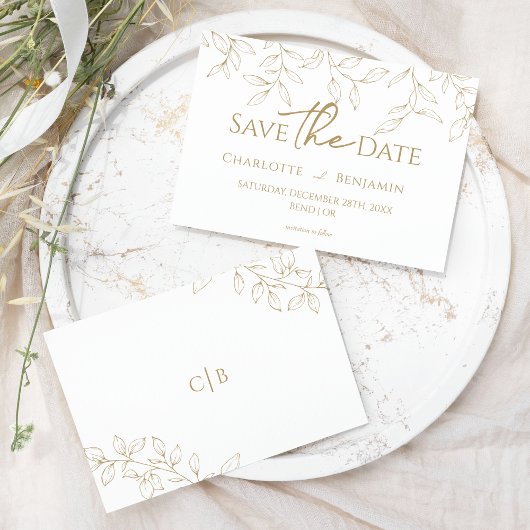 Klassische goldgrüne Hochzeit rettet das Datum Save The Date