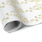 Klassische Goldhochzeiten auf weißem Satin Geschenkpapier (Rolleneckpunkt)