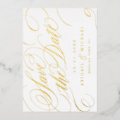 Klassische Goldkalligraphie Save the Date Vintag Folieneinladung (Vorderseite)